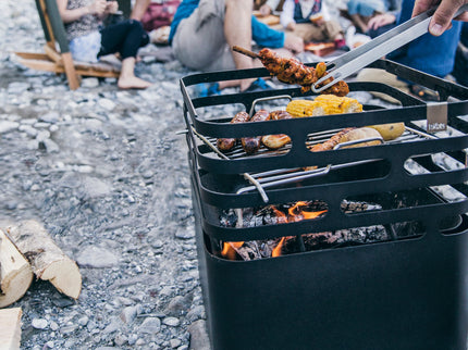 Höfats CUBE Vuurkorf zwart-BBQ Set