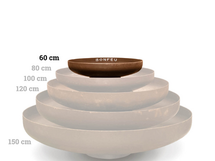 Pebetero de leña BonBowl 60 cm acero corten BonFeu