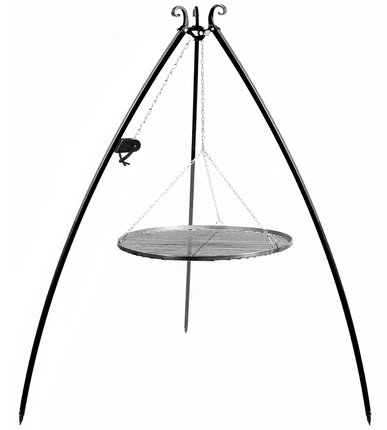 Trípode 200 cm con polea y parrilla acero CookKing