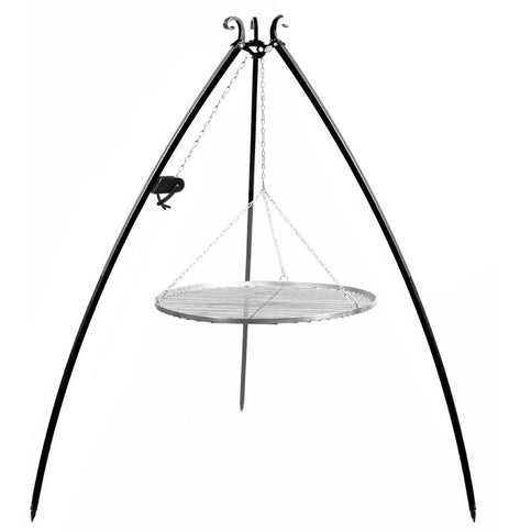 Trípode 200 cm con polea y parrilla acero CookKing