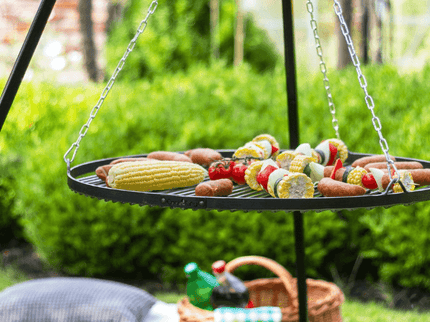 Cook King grillrooster rond sfeerfoto met eten