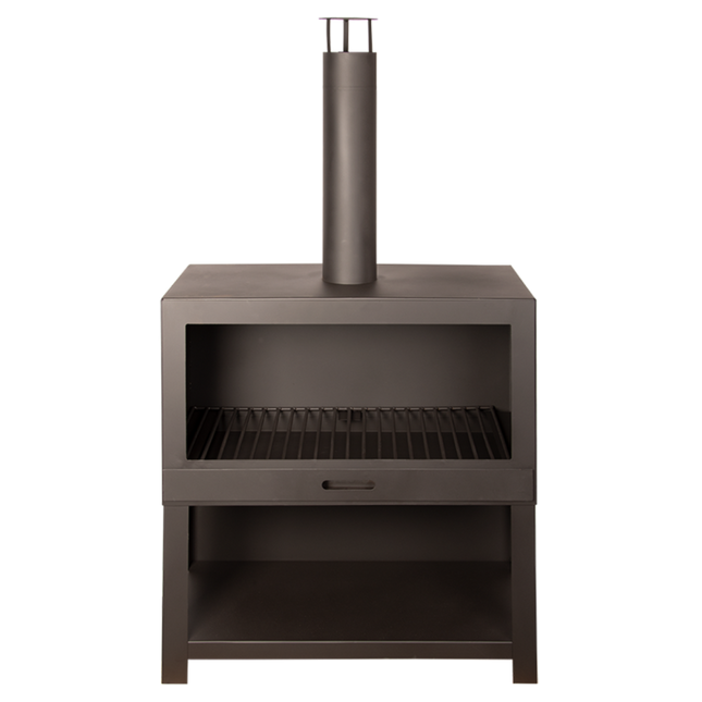 Chimenea de jardín L con leñero negra Esschert Design