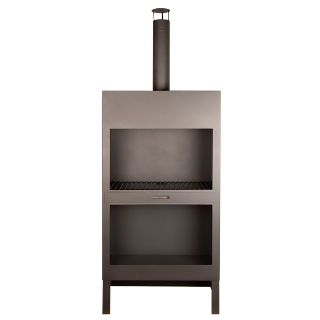 Chimenea de jardín XL con leñero negra Esschert Design