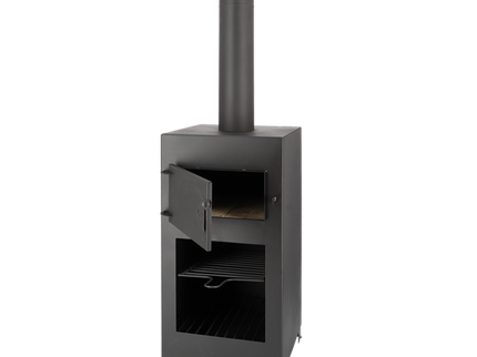 Chimenea de jardín con horno de pizza negra Esschert Design