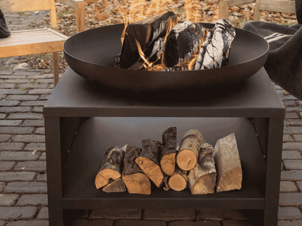 Brasero 80 cm con leñero negro Esschert Design