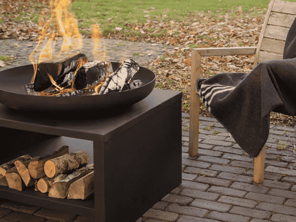 Brasero 80 cm con leñero negro Esschert Design