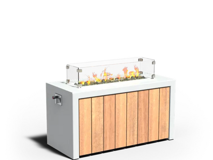 FORNO BRANN Vuurtafel met Houtdecoratie Wit