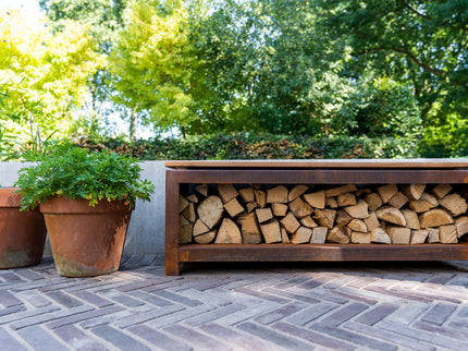 Banco de leñero acero corten FORNO