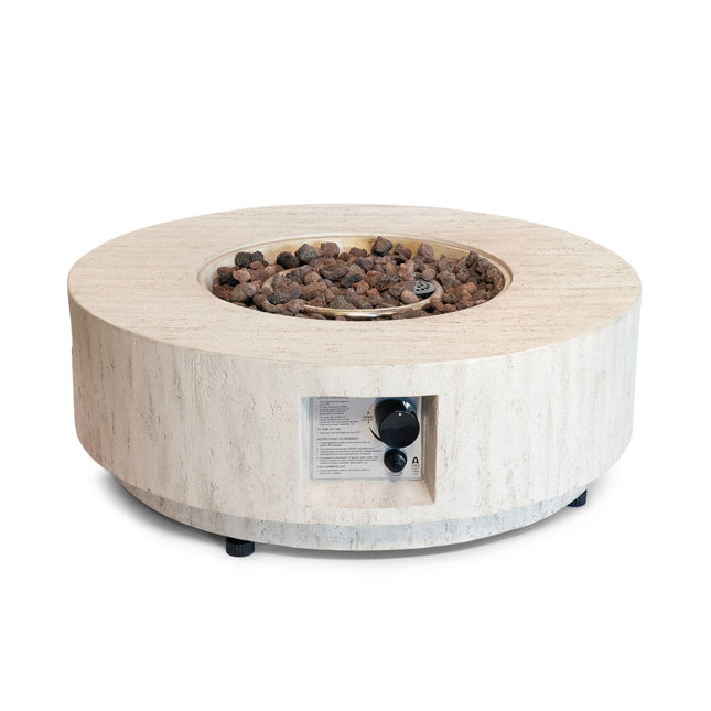 Mesa brasero Estate Round 76 travertino Happy Cocooning