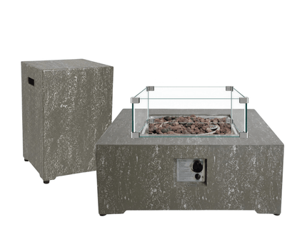 Set de mesa brasero Estate Square 88 oscuro travertino Happy Cocooning