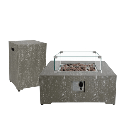 Set de mesa brasero Estate Square 88 oscuro travertino Happy Cocooning