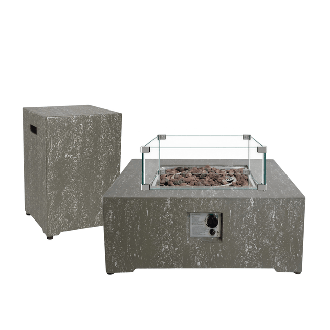 Set de mesa brasero Estate Square 88 oscuro travertino Happy Cocooning