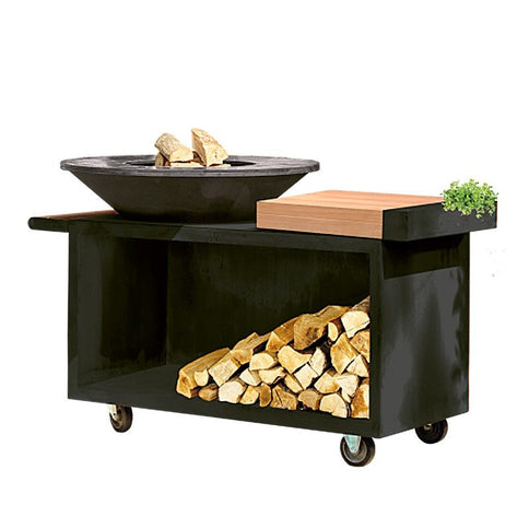 Barbacoa plancha Island PRO negra 100 madera de teca