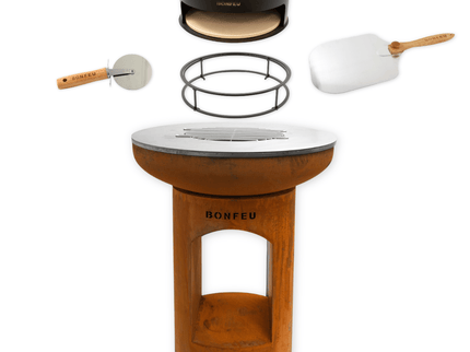 Pakketdeal BonFeu BonBiza open corten + pizzaoven + standaard + pizzaschep + pizzasnijder