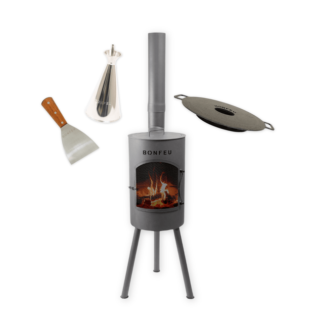 Pakketdeal BonFeu BonGiano SP zwart + plancha + oliekan + spatel