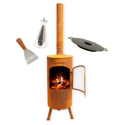 Pakketdeal BonFeu BonTino corten + plancha + oliekan + spatel