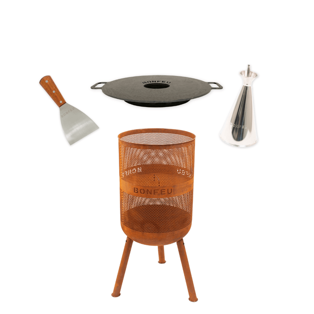 Pakketdeal BonFeu BonVes 45 corten + plancha + oliekan + spatel