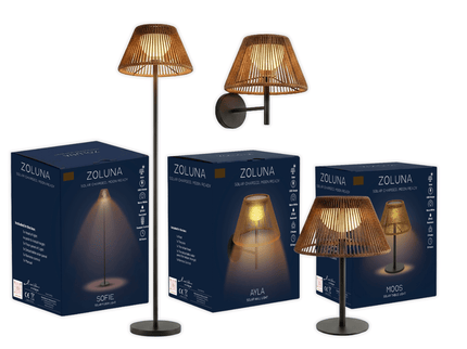 Pakketdeal ZOLUNA 1x vloerlamp Sofie + 1x tafellamp Moos + 1x wandlamp Ayla