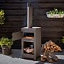 Esschert Chimenea Exterior + Horno para Pizza Negro