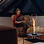 Mesa de salón FIRE FRAME con chimenea de mesa empotrable SPIN air 1200 höfats