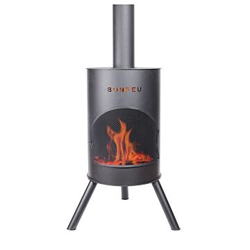 BonFeu BonTon chimenea exterior 60 negro producto foto con fuego
