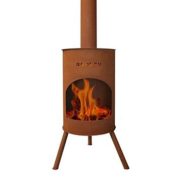 BonFeu BonTon 60 chimenea de jardín de acero corten con foto de producto de fuego
