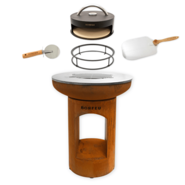 Pack ahorro BonFeu BonBiza abierto corten + horno para pizza + soporte + pala para pizza + cortador de pizza