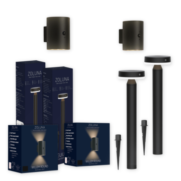 Pack ahorro ZOLUNA 2x lampara con estaca Guus + 2x aplique exterior Willem redondo