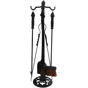Esschert Design Juego de herramientas para chimenea de 4 piezas con soporte