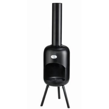 BonFeu BonBini chimenea exterior negro producto foto con fuego
