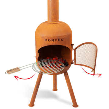 BonSolo óxido chimenea exterior con parrilla y pantalla de chispa
