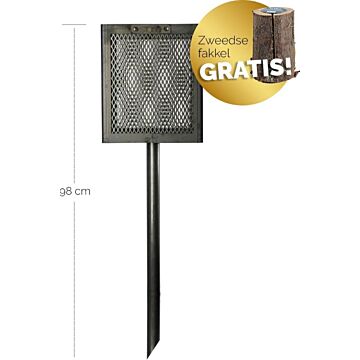 STOOQ Soporte de antorcha sueca cuadrado alto (incl. antorcha sueca)