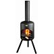 BonFeu BonSelo chimenea exterior negro producto foto con fuego y parrilla
