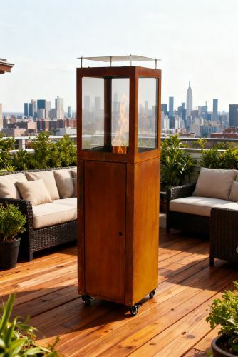 Estufa exterior de pellets en acero corten Green Flame