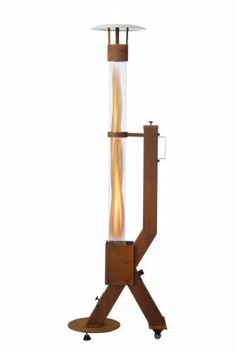 Estufa exterior de pellets Rocket Heater de acero corten Green Flame