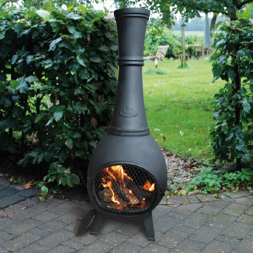Esschert Calentador de Hierro Fundido para Patio (con puerta)
