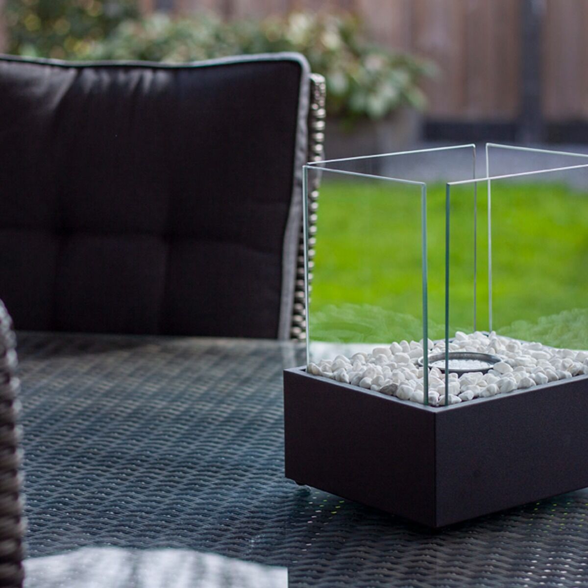 Esschert Chimenea de Mesa de Bioetanol Rectangular Atmósfera Negra