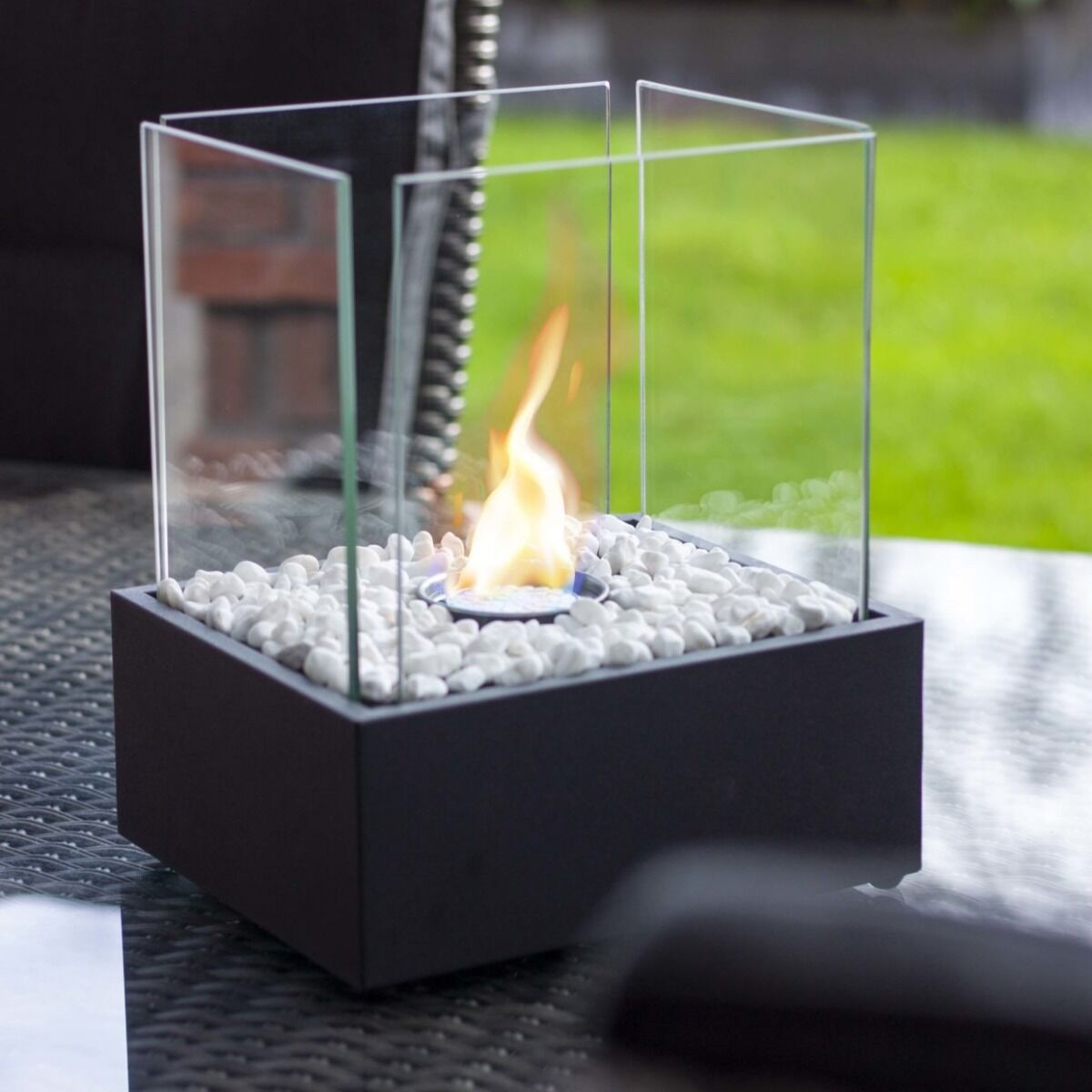 Esschert Chimenea de Mesa de Bioetanol Rectangular Atmósfera Negra