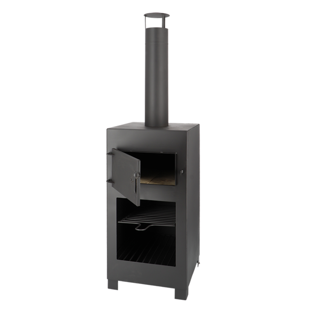 Esschert Chimenea Exterior + Horno para Pizza Negro