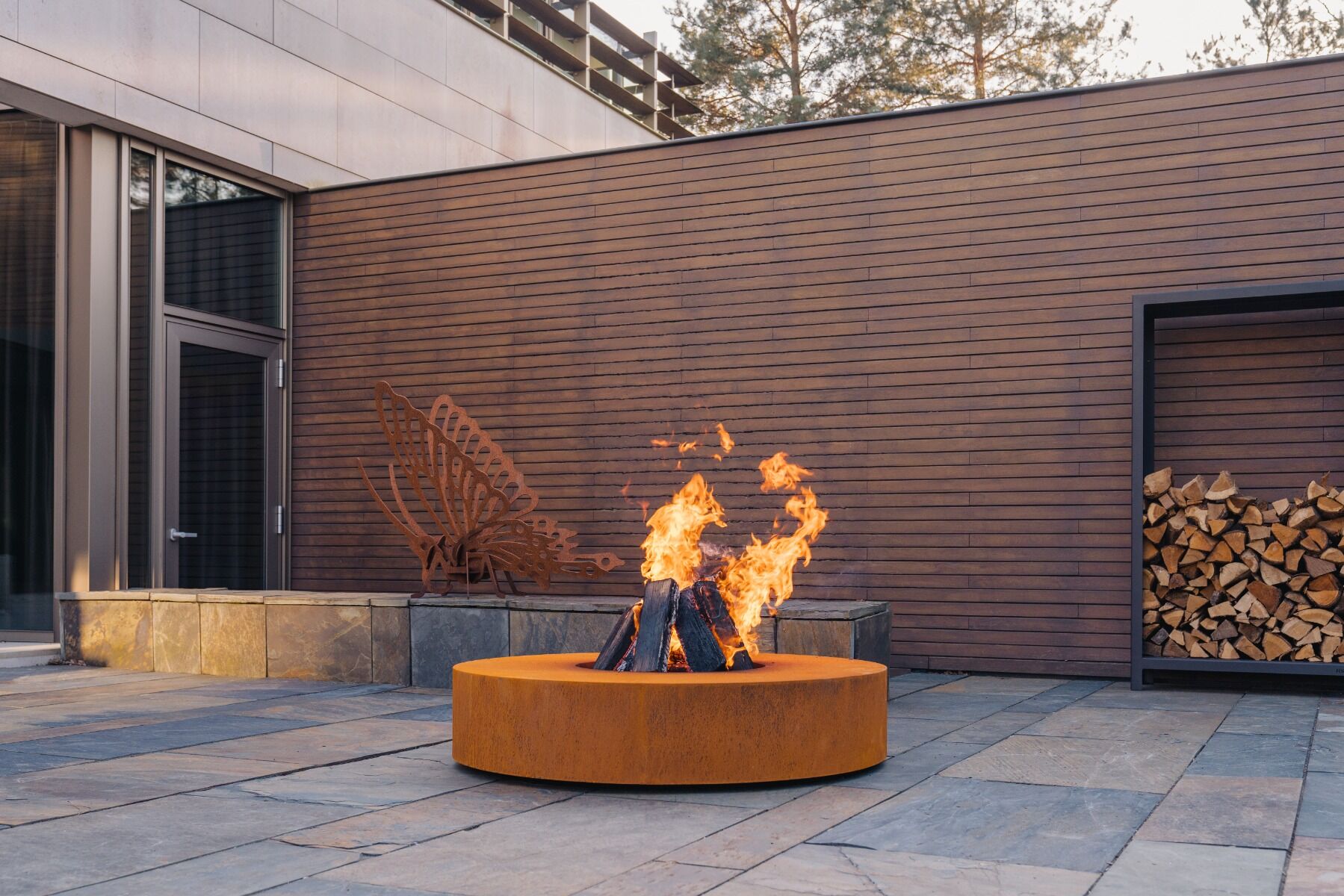 FORNO Mesa de fuego Acero Corten Redondo (Ø125)