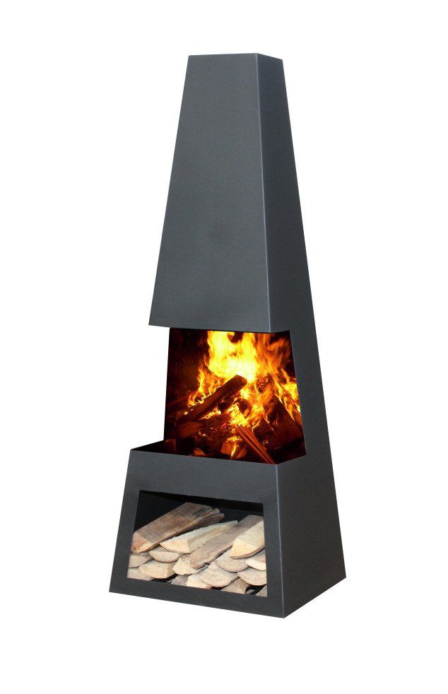 GardenMaxX Pular negro chimenea exterior