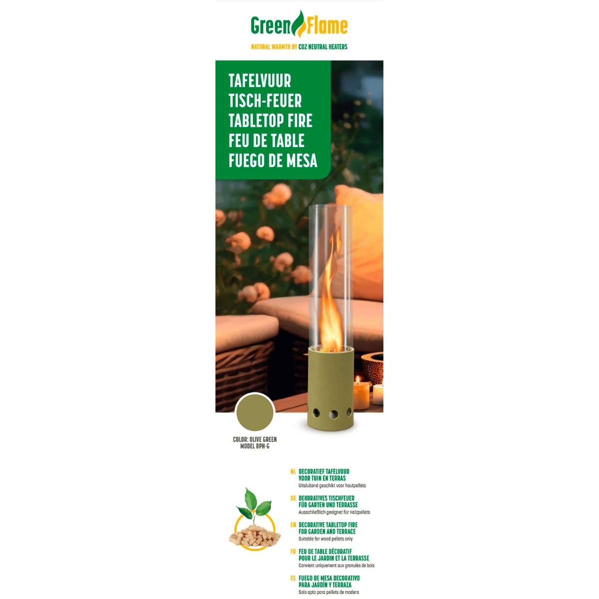 Chimenea de mesa verde Green Flame