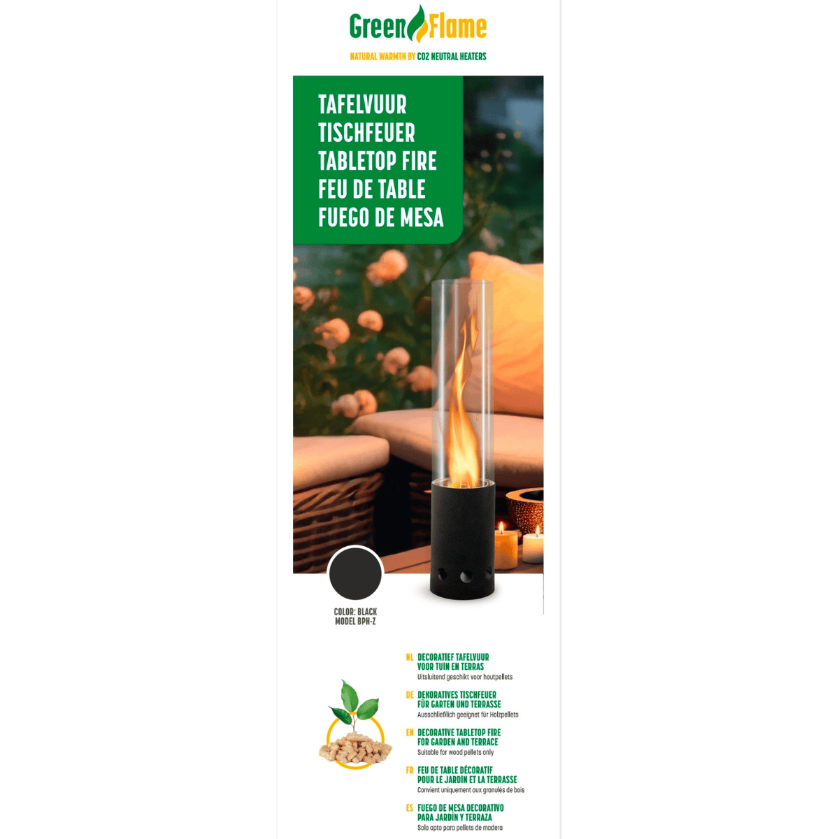 Chimenea de mesa negra Green Flame