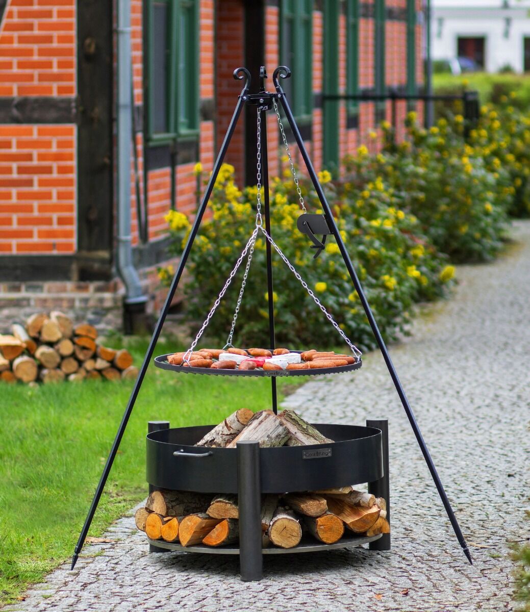 CookKing Trípode 180 cm con rejilla de parrilla + polea