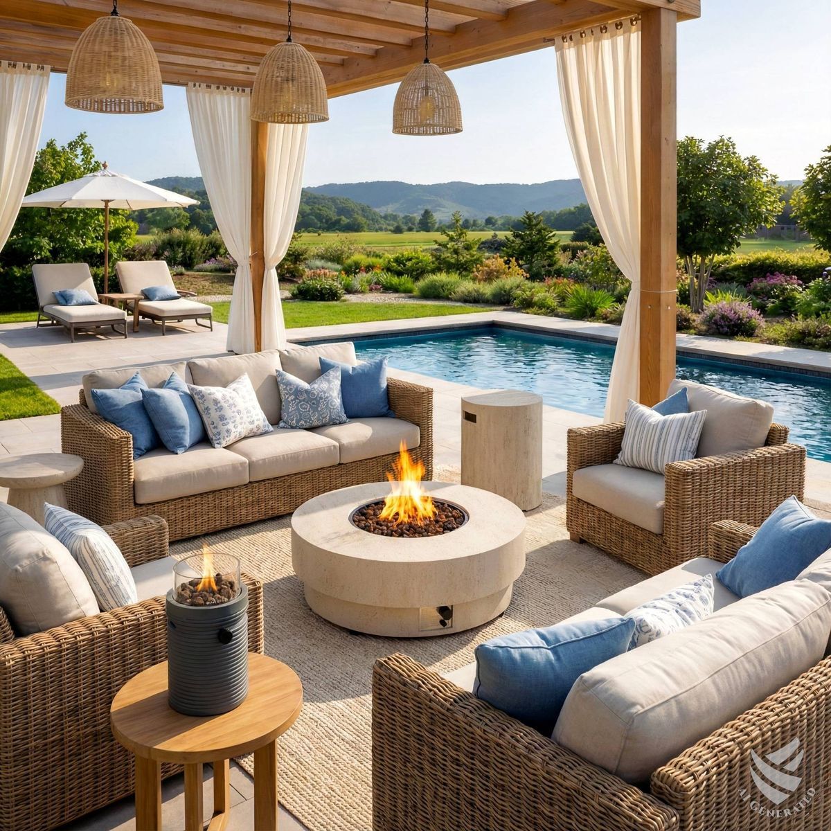 Mesa brasero Estate Round 105 travertino Happy Cocooning