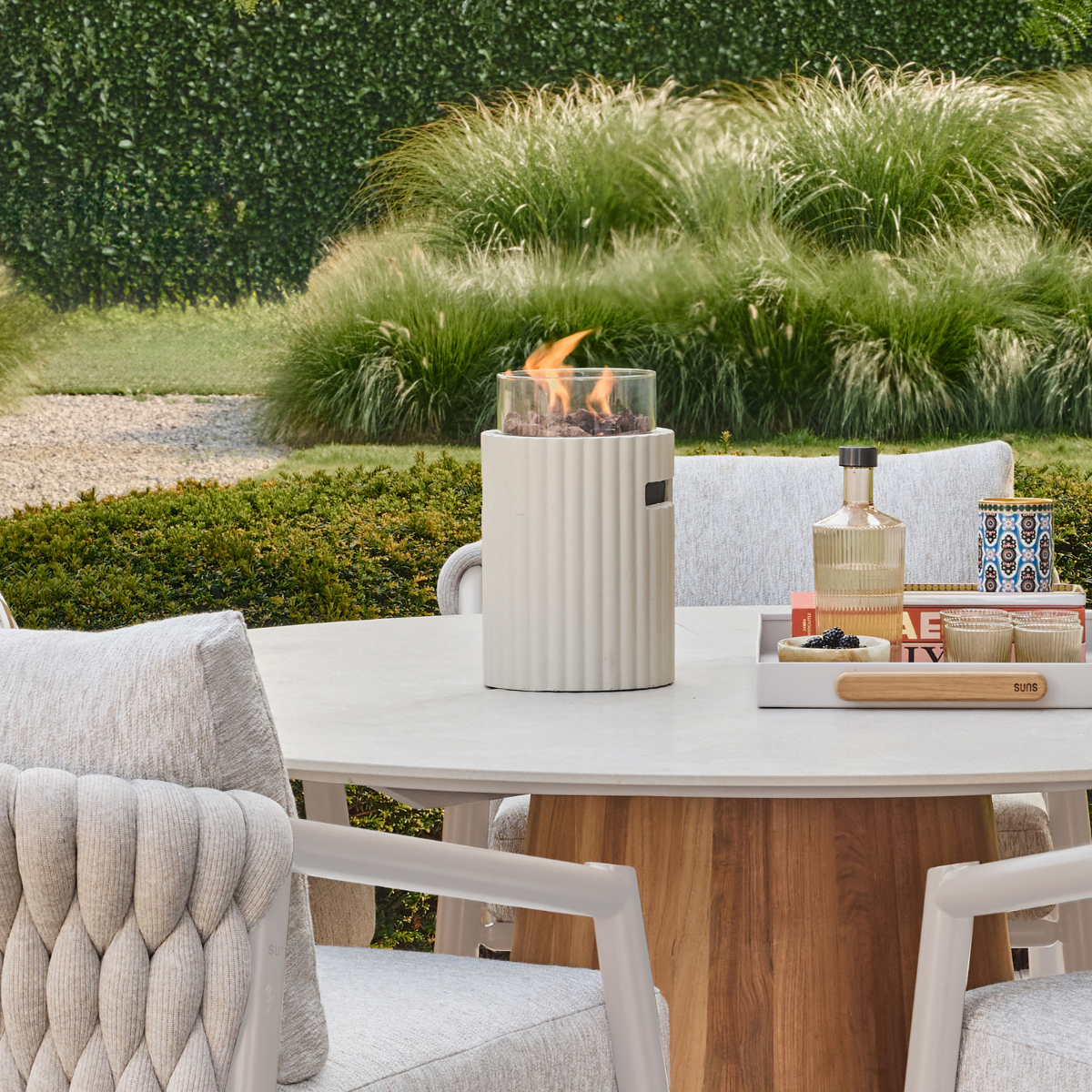 Chimenea de mesa Lumi Rib beige Happy Cocooning