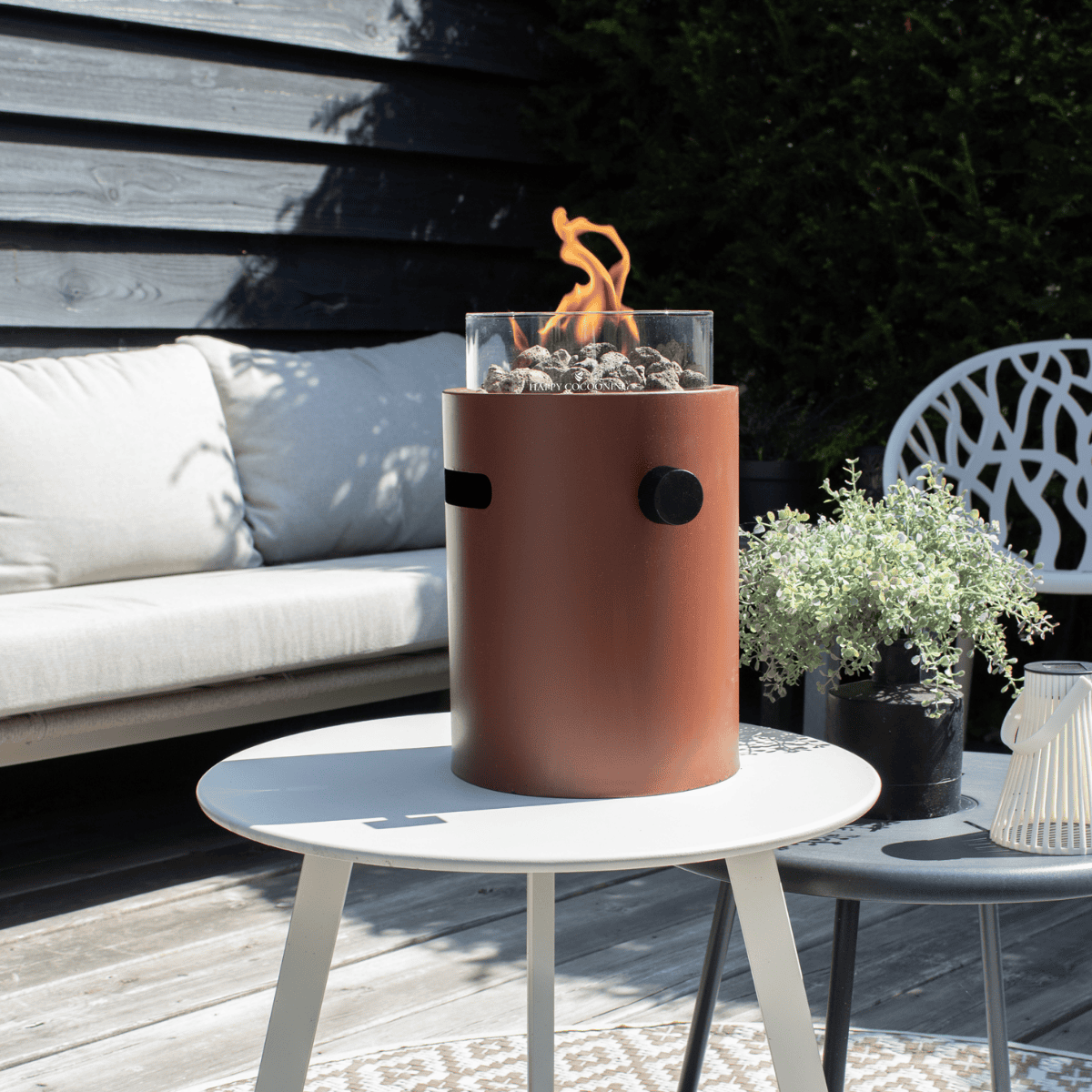 Chimenea de mesa Lumi Steel rojo Happy Cocooning