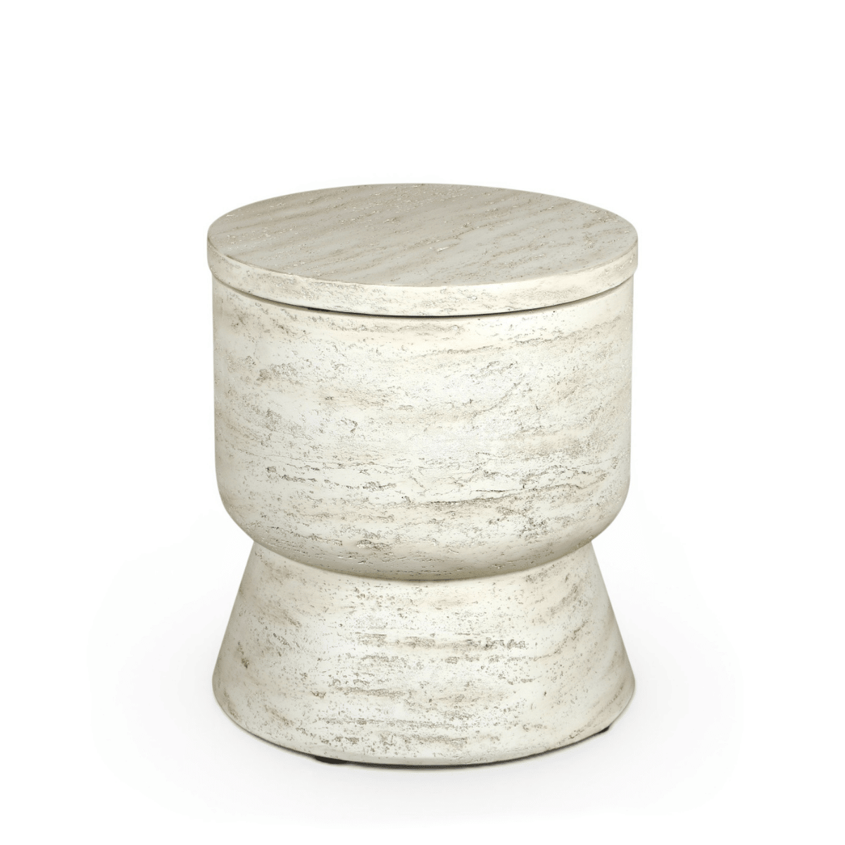 Mesa auxiliar/mesa refrigeradora Round travertino Happy Cocooning