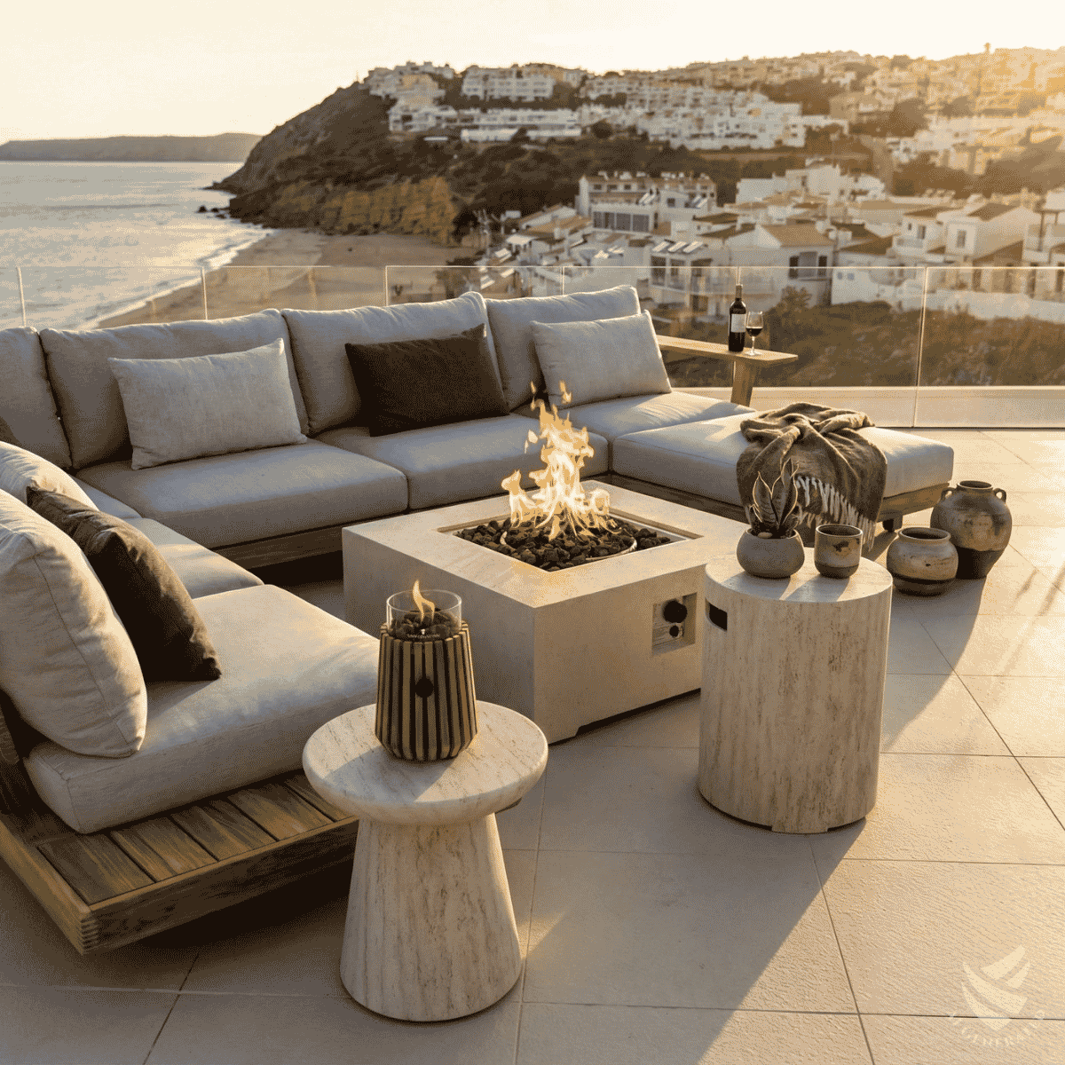 Cubre bombona de gas Round travertino Happy Cocooning
