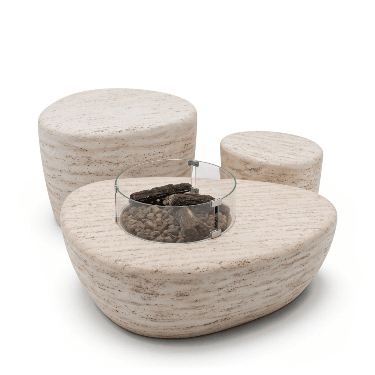 Mesa brasero Estate Organic 107 travertino Happy Cocooning